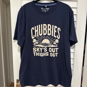New Chubbies Graphic T-shirt Sz L Skys Out Thighs Out Navy NWT Shirt